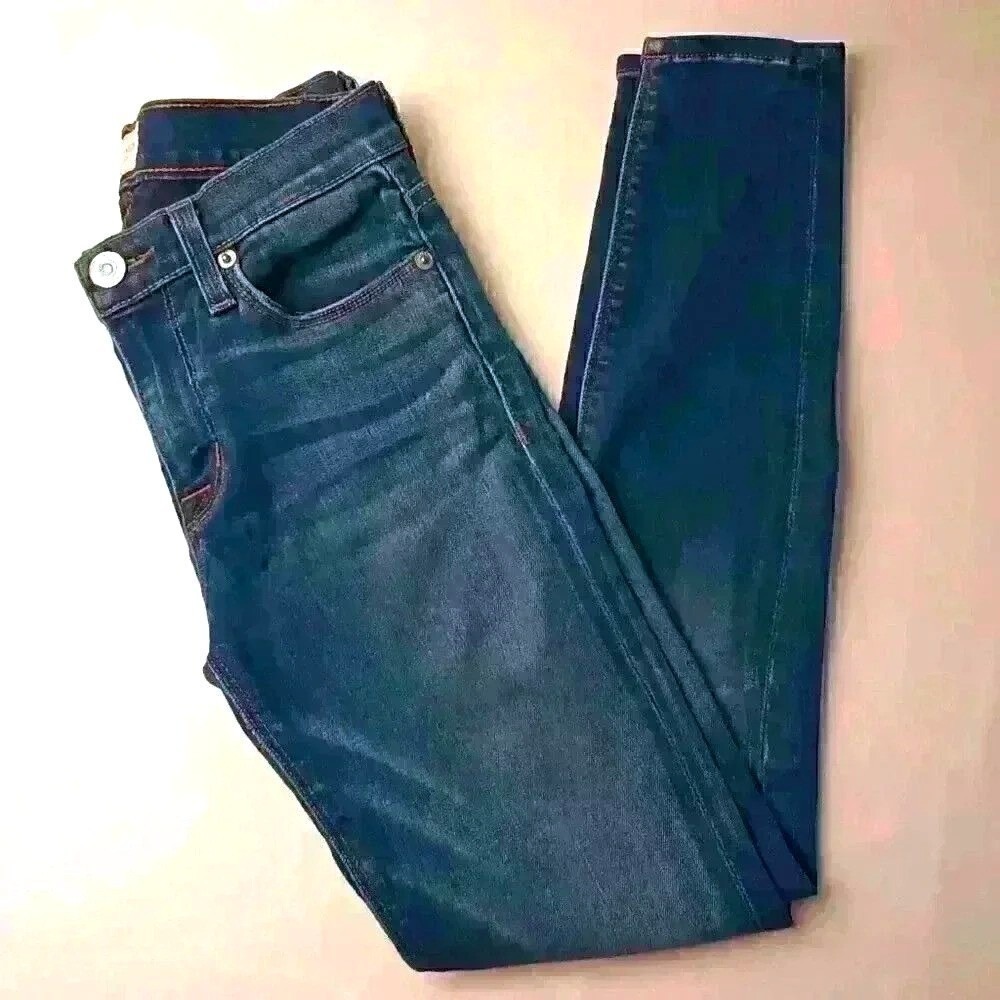 Hudson Womens Mid Rise Whiskered Skinny Jeans Size 25/2 Blue Classic Stretch